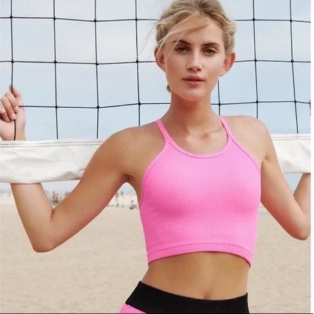 Free People Movement Happiness Crop Top Ribbed Tank Womens X-Small Small Workout